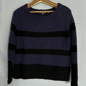 Vince Cashmere Wool Silk Striped Sweater Purple Black